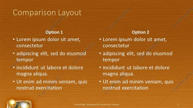 Comparison presentation slide layout