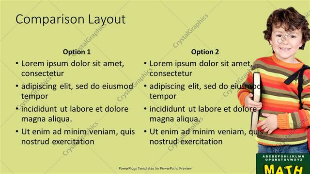 Comparison presentation slide layout