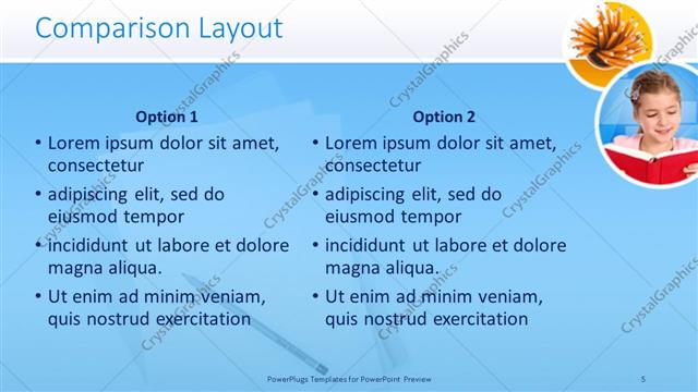 Comparison presentation slide layout