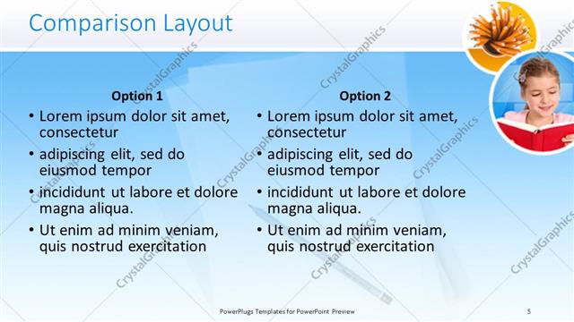 Comparison presentation slide layout