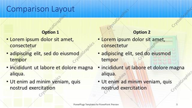 Comparison presentation slide layout