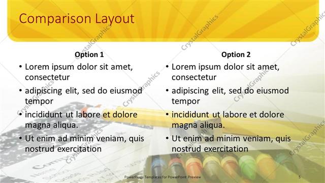 Comparison presentation slide layout