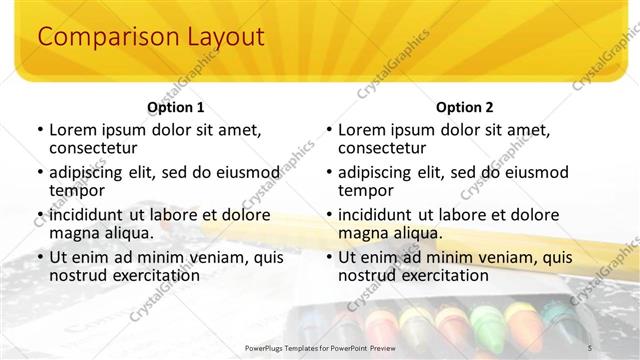 Comparison presentation slide layout