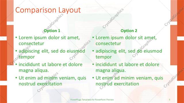 Comparison presentation slide layout