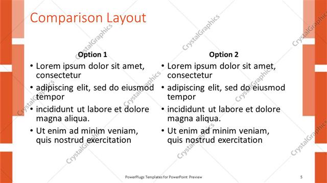 Comparison presentation slide layout