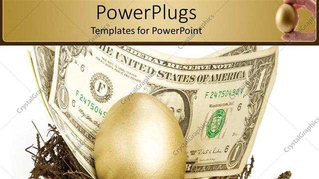  Presentation with egg - An egg and a dollar note in a nest