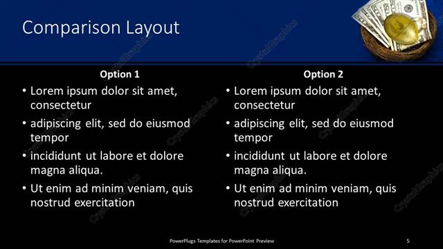 Comparison presentation slide layout