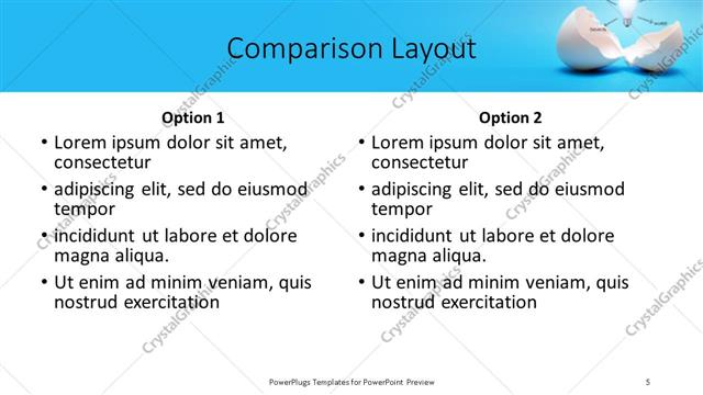 Comparison presentation slide layout
