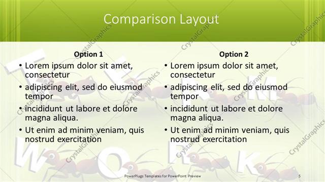 Comparison presentation slide layout