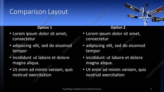 Comparison presentation slide layout