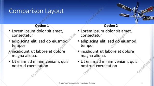 Comparison presentation slide layout