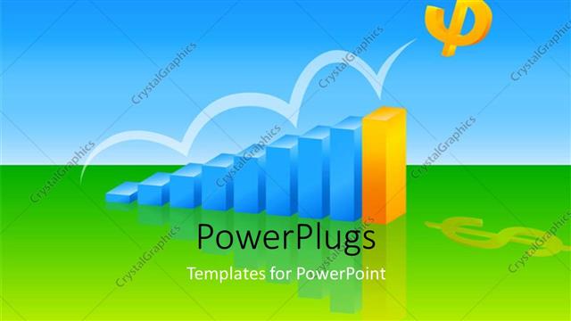  Presentation with eight - Eight blue colored bars with a distinct yellow one leading