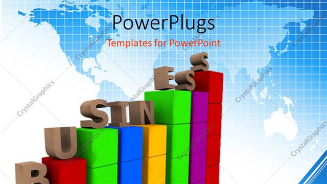  Presentation with eight - Eight colored bars with a text that spell out the word 