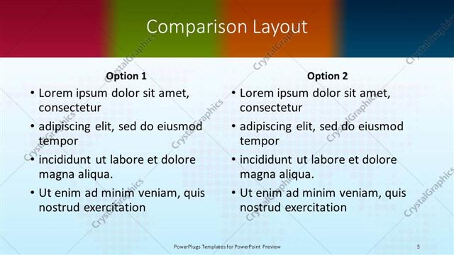 Comparison presentation slide layout