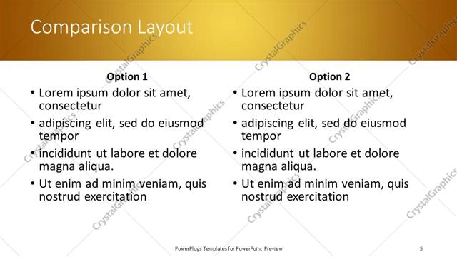 Comparison presentation slide layout