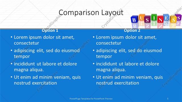 Comparison presentation slide layout