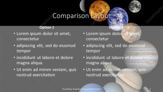 Comparison presentation slide layout