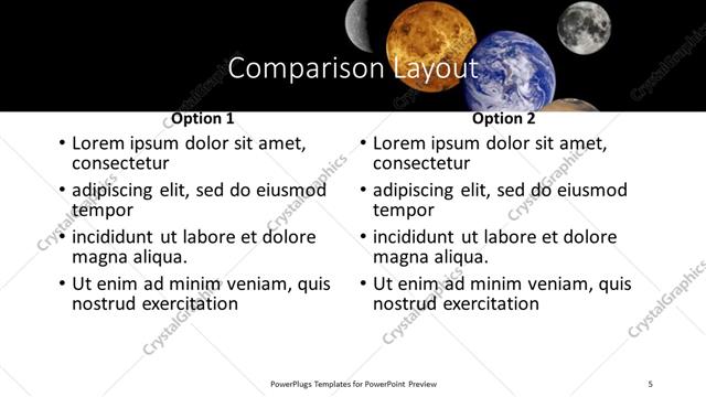 Comparison presentation slide layout
