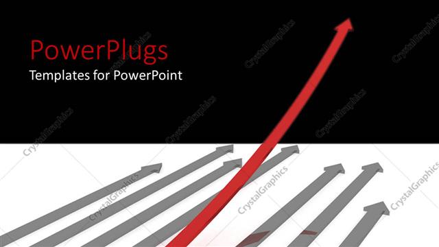  Presentation with eight - Eight silver colored arrows with one outstanding red one