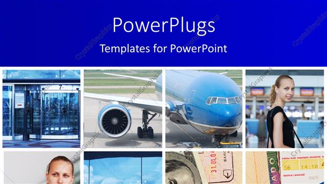  Presentation with eight - Eight tiles with ladies, an airplane and a dollar bill