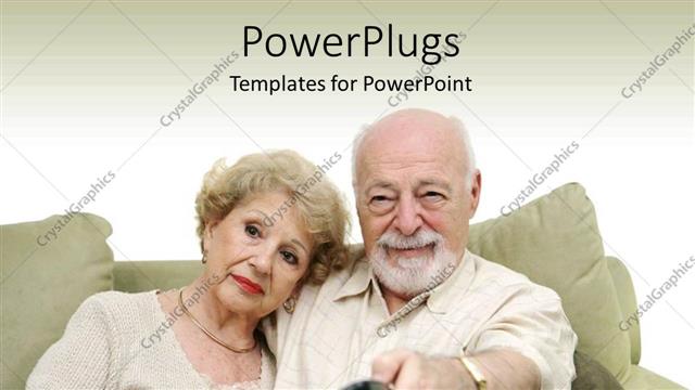  Presentation with elderly - Elderly couple on couch with husband changing channel with remote