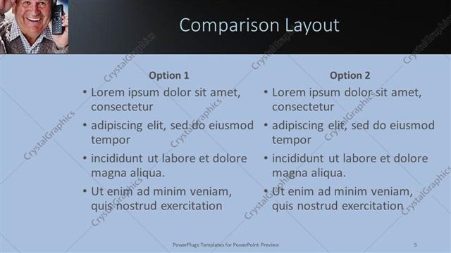 Comparison presentation slide layout