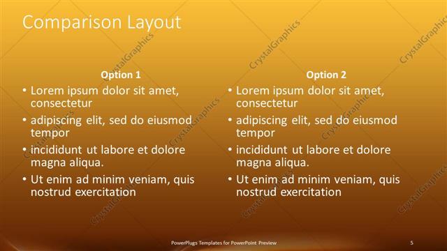 Comparison presentation slide layout