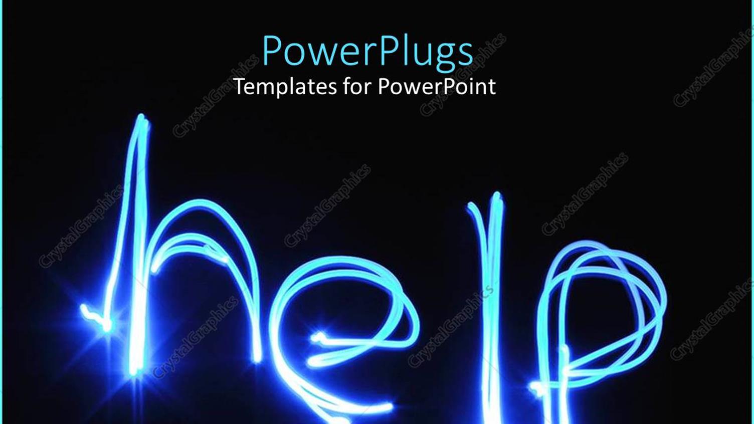Featuring Electric Blue Lights Spell Help on Black Background