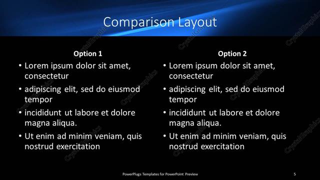 Comparison presentation slide layout