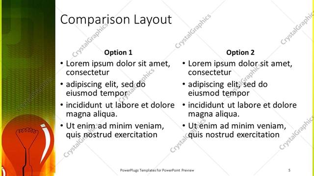Comparison presentation slide layout