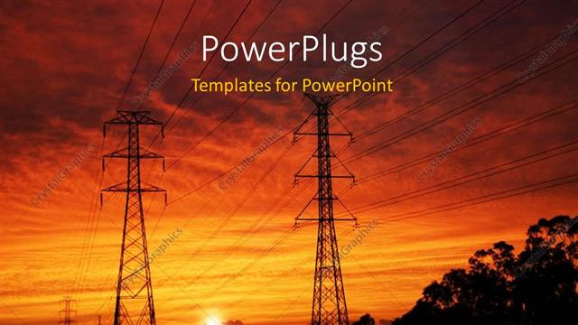  Presentation with power industry - Electrical pylons at dawn