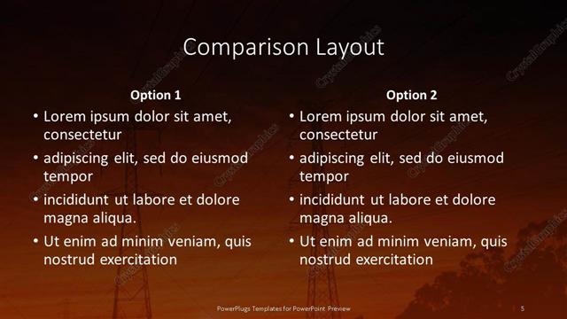 Comparison presentation slide layout