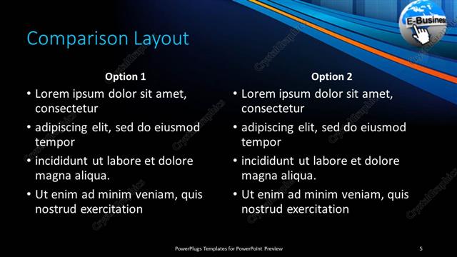 Comparison presentation slide layout