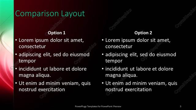 Comparison presentation slide layout