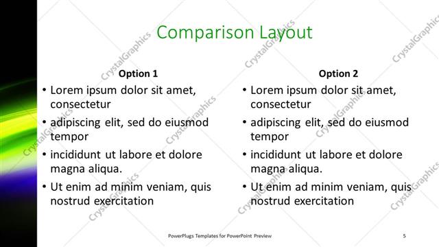 Comparison presentation slide layout