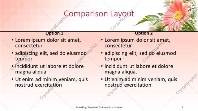 Comparison presentation slide layout