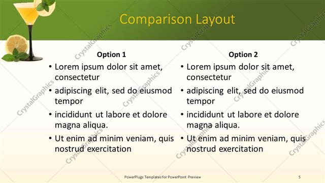 Comparison presentation slide layout