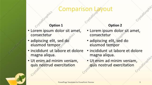 Comparison presentation slide layout