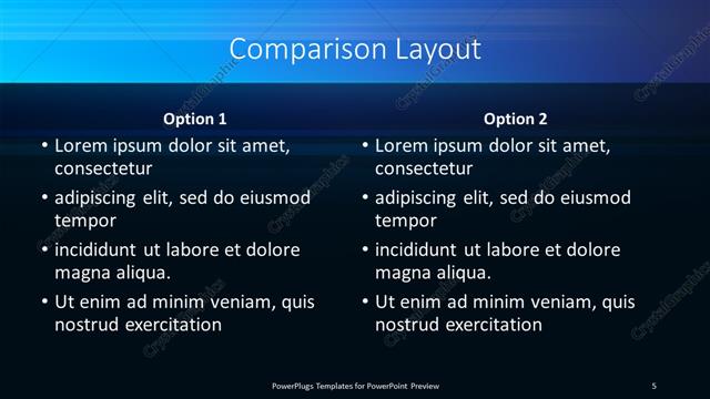 Comparison presentation slide layout