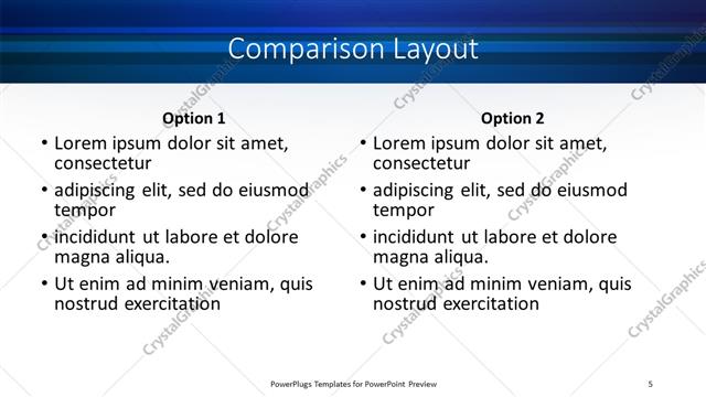 Comparison presentation slide layout