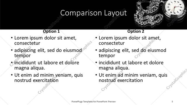 Comparison presentation slide layout