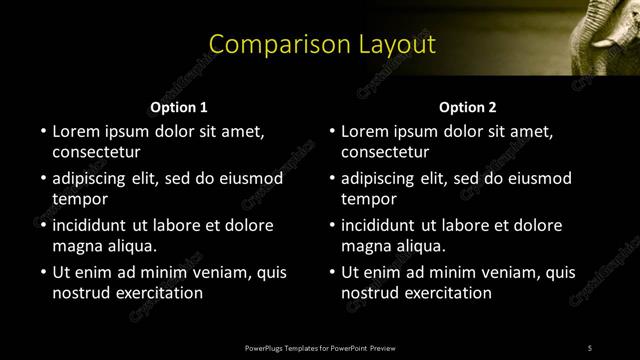 Comparison presentation slide layout