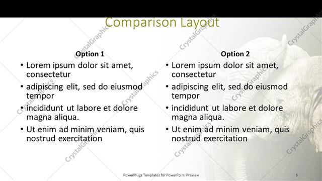 Comparison presentation slide layout