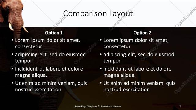 Comparison presentation slide layout