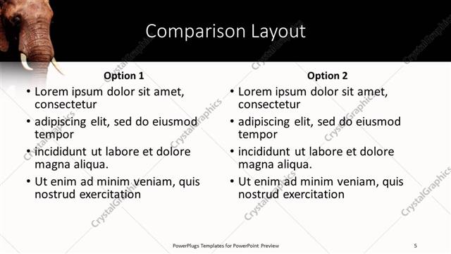 Comparison presentation slide layout