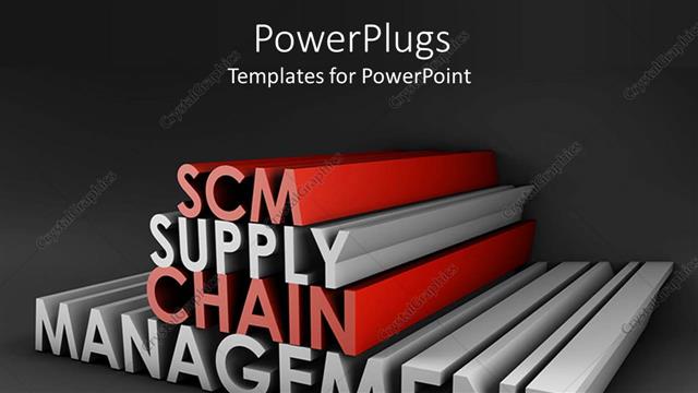  Presentation with supply chain - Elongated red and silver color  3D SCM supply chain management text