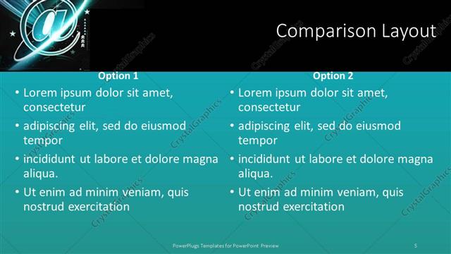 Comparison presentation slide layout