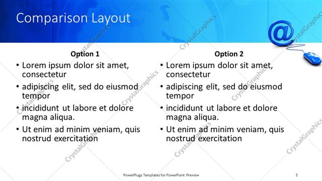 Comparison presentation slide layout