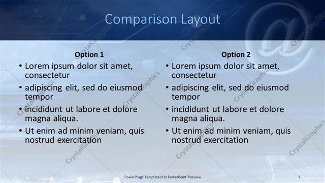 Comparison presentation slide layout