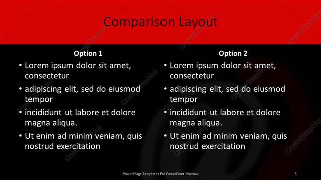 Comparison presentation slide layout